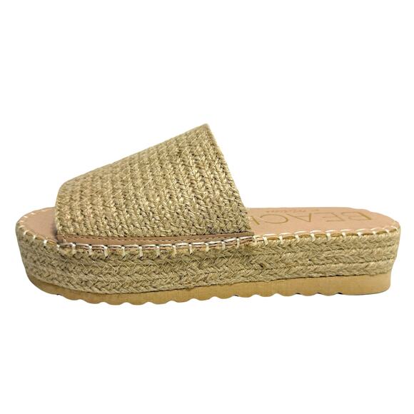 Beach by Matisse 8 Del Mar Platform Slide Sandal Natural Fabric Woven - Picture 1 of 9